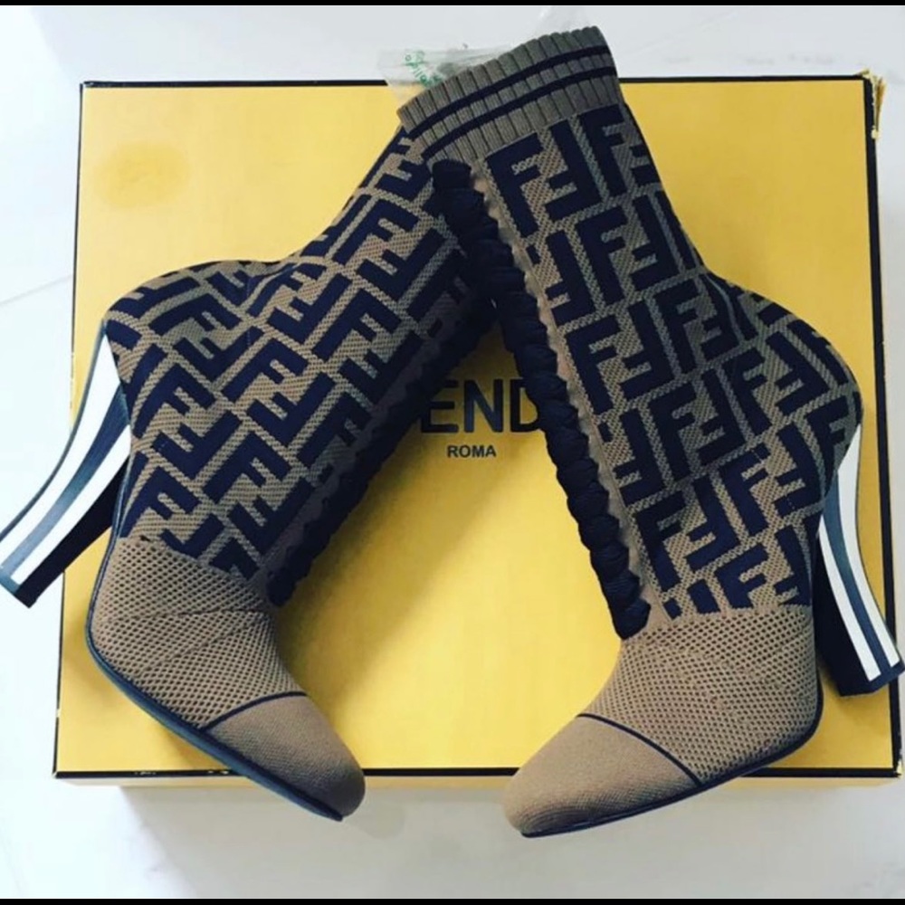 Fendi FF Zucca Print Runway Mid Calf Boot